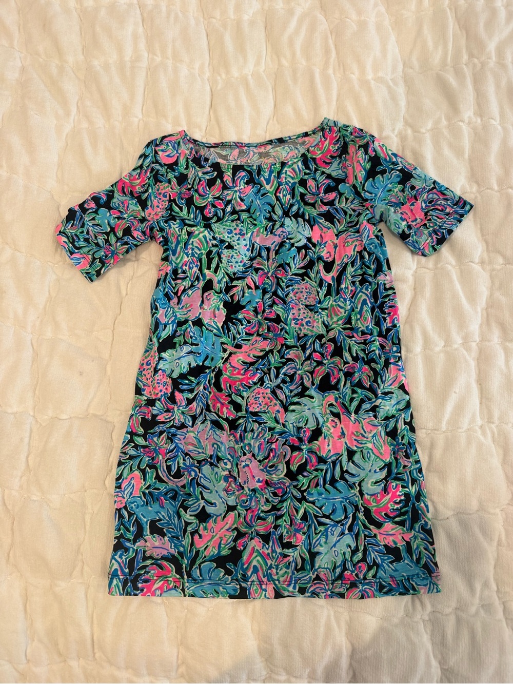 Lilly Pulitzer Navy Dress with Pink & Teal Floral Print